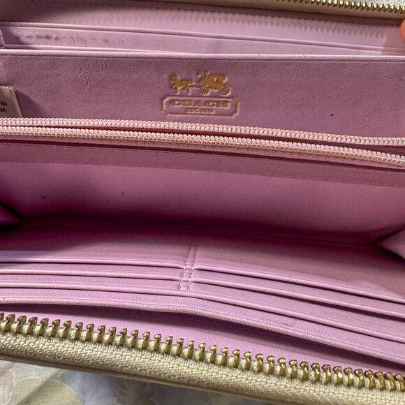 Coach Signature C Print Zip-Around Wallet - Pink & Purple - Picture 8 of 9
